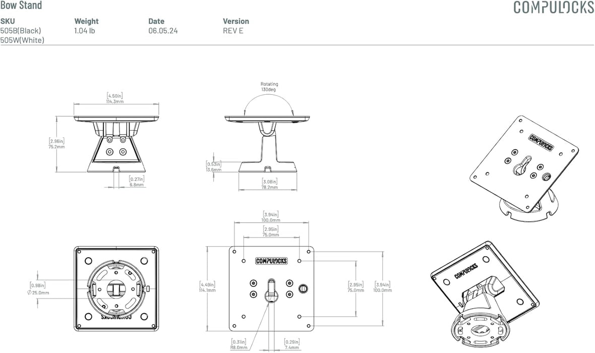 Compulocks Bow Tilt VESA Wall Mount for Screens up to 27 Inches - White