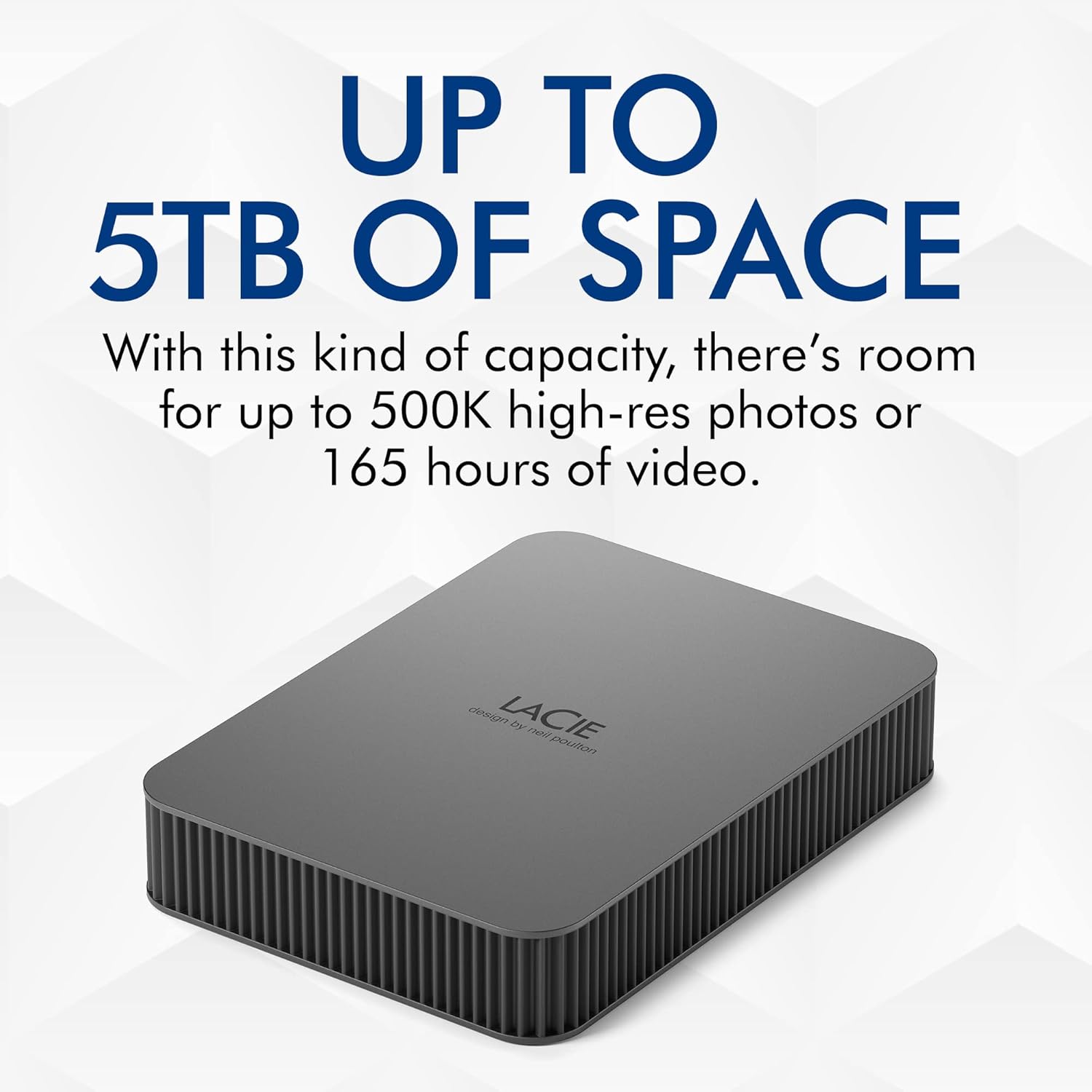 LaCie Mobile Drive Secure 5TB, Portable External Hard Drive 2.5 Inch Mac & PC Space Grey, Data Rescue Service (STLR5000400