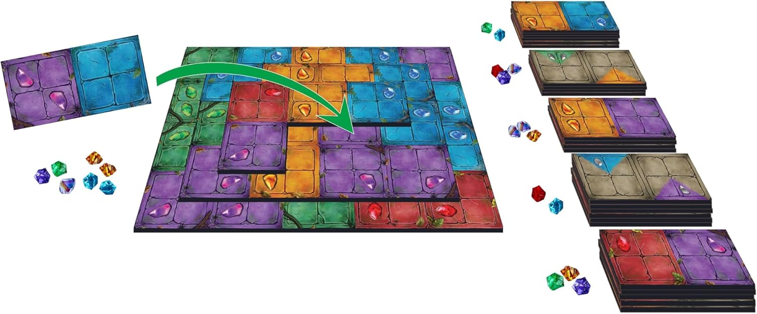 Pyramido: Forgotten Treasures - Strategy Board Game, Tile Placement, Gems & Dominoes, Multi-Level Scoring, Age 8+, 1-4 Players, 45 Min