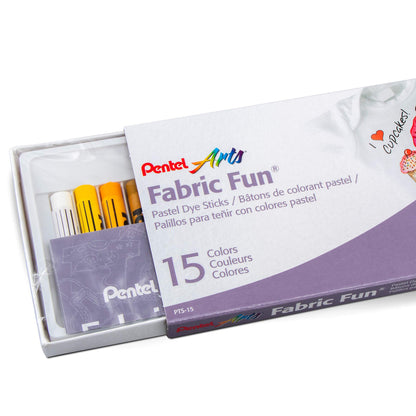 Pentel PTS15 Fabric Fun - Juego de ceras para tela (15 unidades, colores surtidos