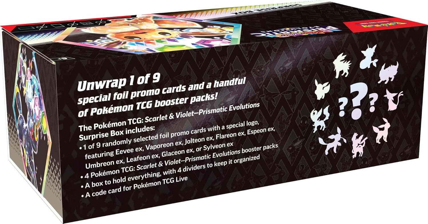 Pokémon TCG: Scarlet & Violet—Prismatic Evolutions Surprise Box (4 Booster Packs & 1 foil Promo Card