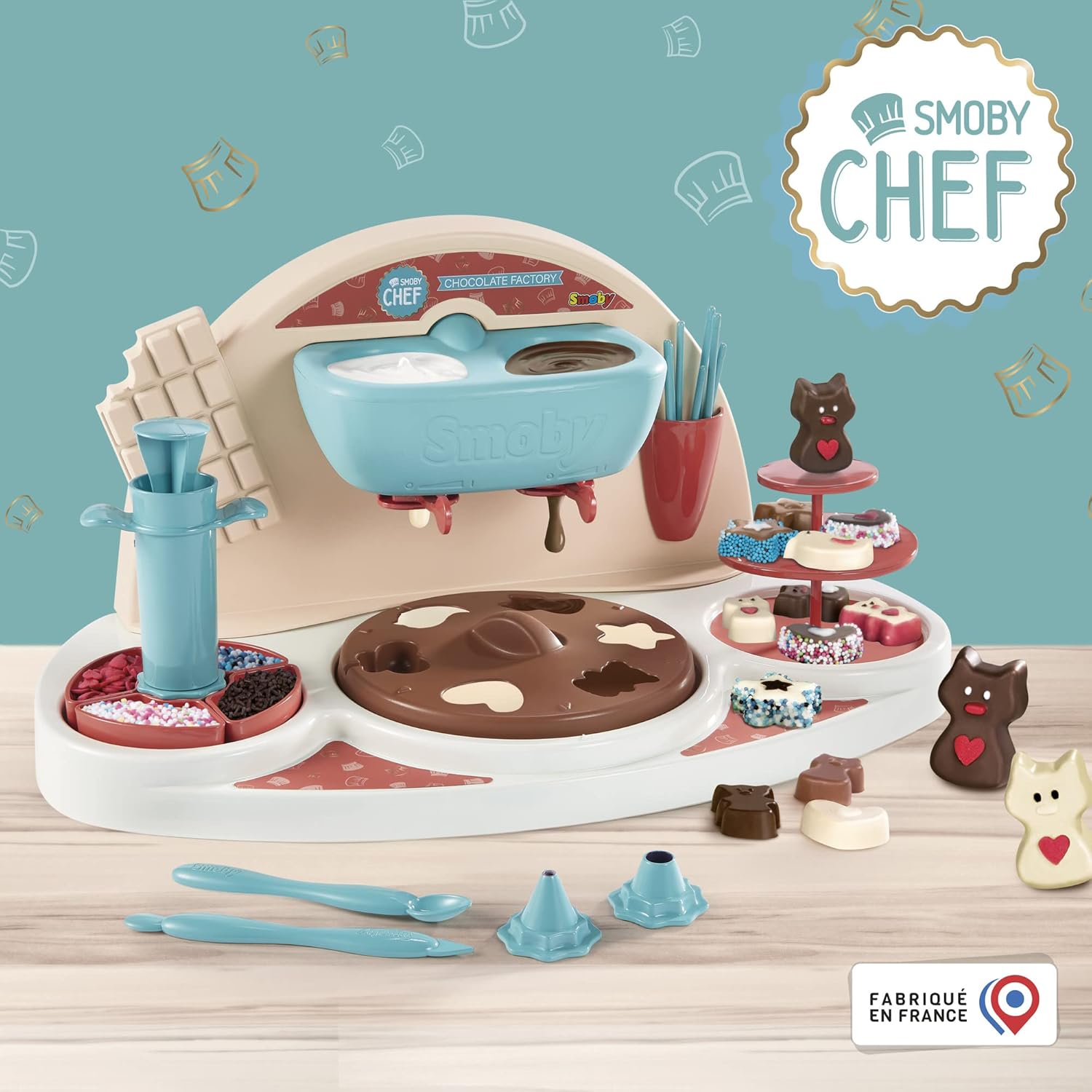 Smoby Chef Chocoladefabriek voor kinderen vanaf 5 jaar, speelset met accessoires en recepten (zonder bakingrediënten