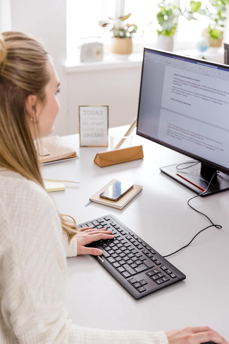 CHERRY STREAM KEYBOARD TKL, Wired Keyboard without Numeric Keypad, UK Layout (QWERTY), Quiet Keystrokes, Unique Typing Experience, Black