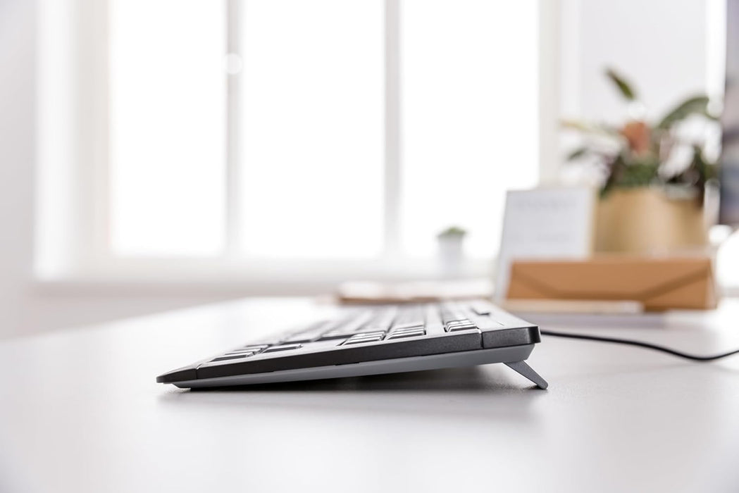 CHERRY STREAM KEYBOARD TKL, Wired Keyboard without Numeric Keypad, UK Layout (QWERTY), Quiet Keystrokes, Unique Typing Experience, Black