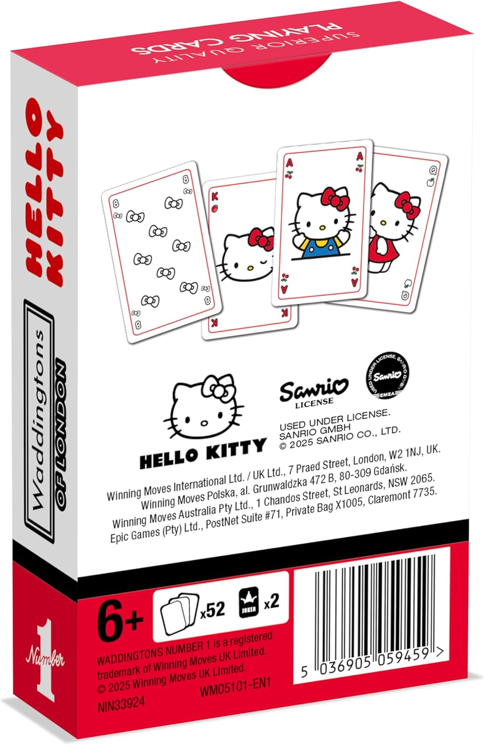 Waddingtons Number 1 Hello Kitty play fish, slap jack, crazy eights and rummy, Great Travel Companion, Gifts and Toys for Boys, Girls and Adults