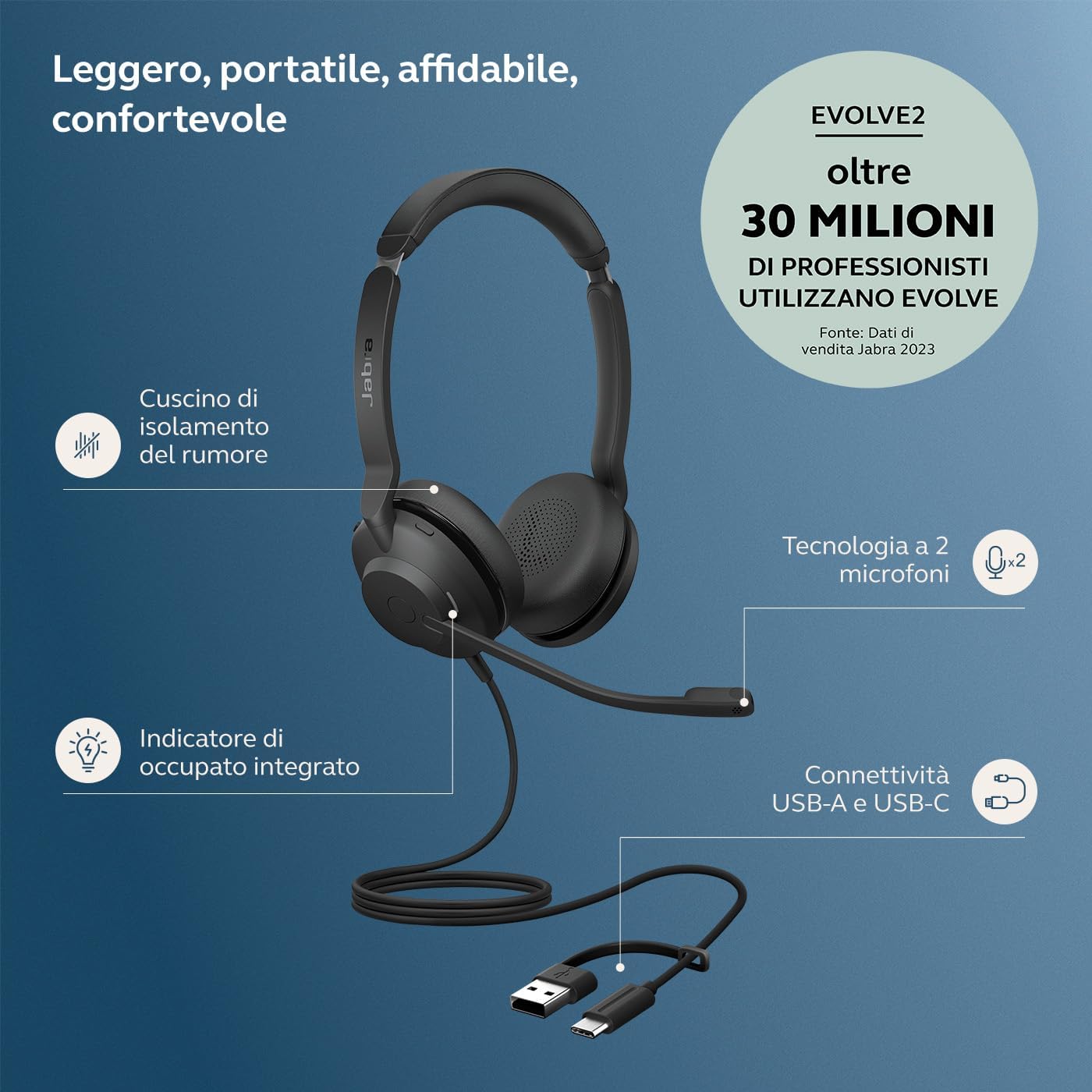 JABRA EVOLVE2 30 SE USB C/A MS - STEREO