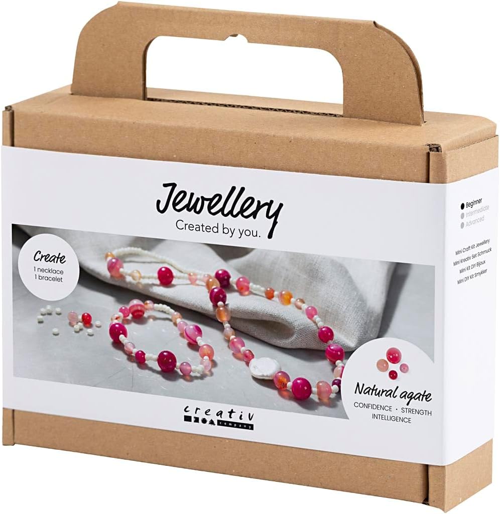 Mini Craft Kit Jewellery, Necklace and Bracelet, Pink, 1 Pack