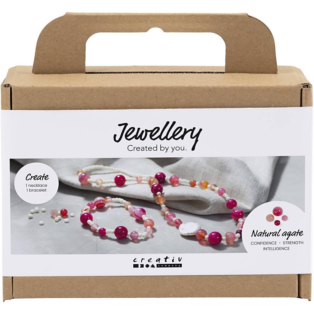 Mini Craft Kit Jewellery, Necklace and Bracelet, Pink, 1 Pack