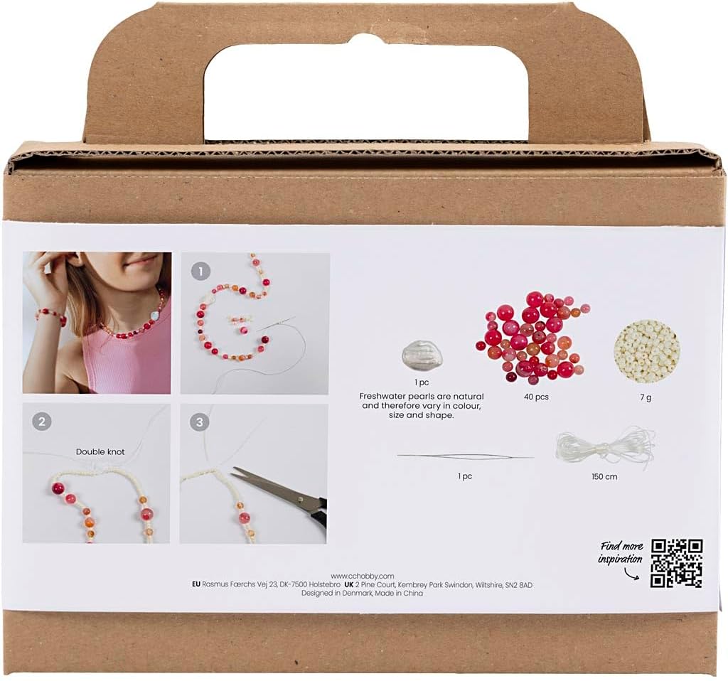 Mini Craft Kit Jewellery, Necklace and Bracelet, Pink, 1 Pack