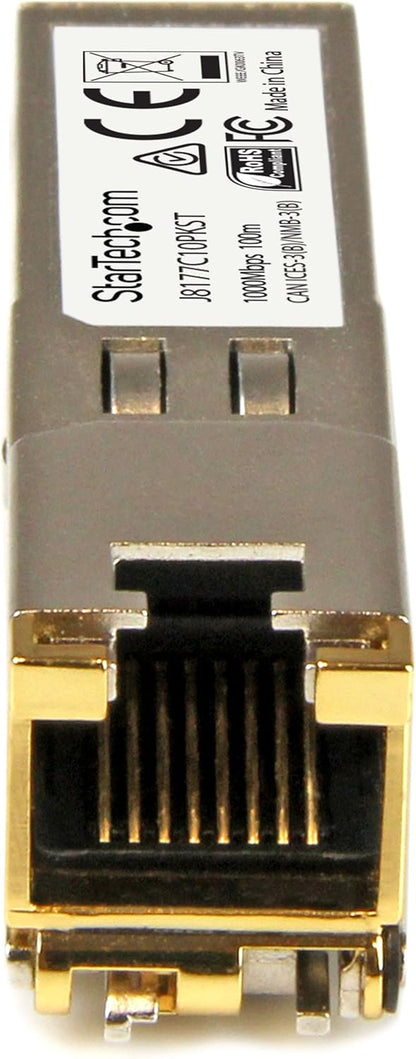 StarTech.com 10 pack HPE J8177C Compatible SFP Module - 1000BASE-T - SFP to RJ45 Cat6/Cat5e - 1GE Gigabit Ethernet SFP - RJ-45 100m - HPE 1810, 1820, 2530 (J8177C10PKST)