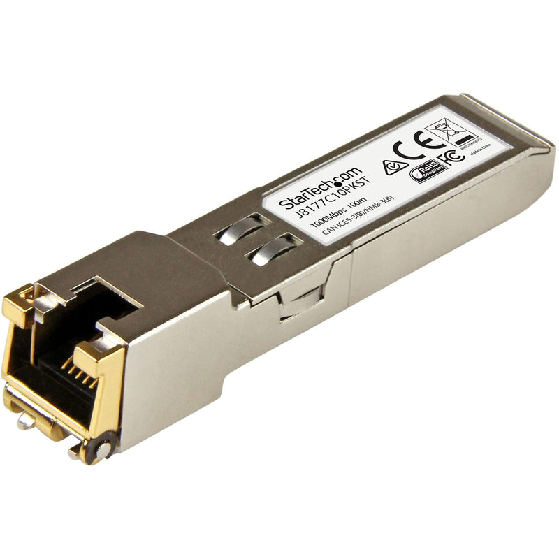StarTech.com 10 pack HPE J8177C Compatible SFP Module - 1000BASE-T - SFP to RJ45 Cat6/Cat5e - 1GE Gigabit Ethernet SFP - RJ-45 100m - HPE 1810, 1820, 2530 (J8177C10PKST)