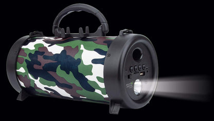 Manhattan - Products Sound Science Bluetooth Speaker with Torch - Wireless Bluetooth Speaker, Boom Box, FM, USB, Music - Military