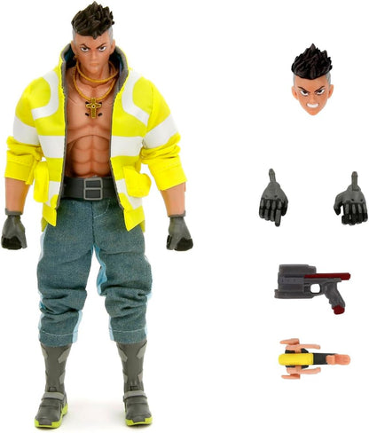 Jada Toys Cyberpunk Edgerunners David Figure (17 cm) - Movable Collectible and Action Figure with Alternative Head, Hands and Accessories, for Fans and Collectors from 15 Years