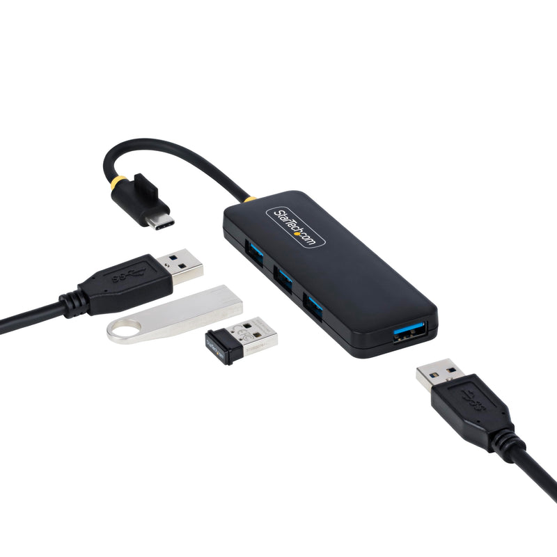 StarTech.com 4-Port USB-C Hub, USB-C to 4x USB-A, Bus Powered, Small Travel Mini Hub, Multi-Port USB 3.0 Splitter, Portable