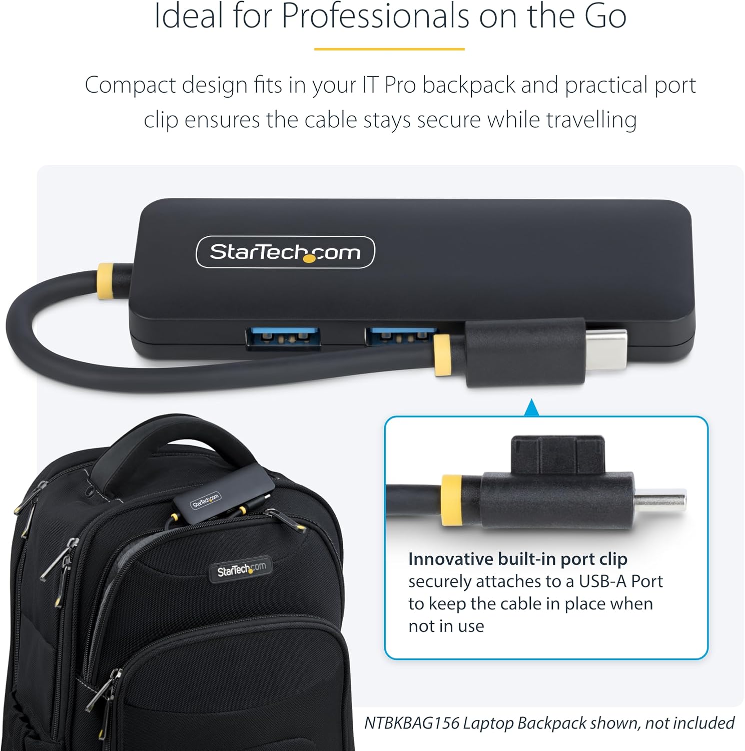 StarTech.com 4-Port USB-C Hub, USB-C to 4x USB-A, Bus Powered, Small Travel Mini Hub, Multi-Port USB 3.0 Splitter, Portable