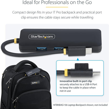 StarTech.com 4-Port USB-C Hub, USB-C to 4x USB-A, Bus Powered, Small Travel Mini Hub, Multi-Port USB 3.0 Splitter, Portable