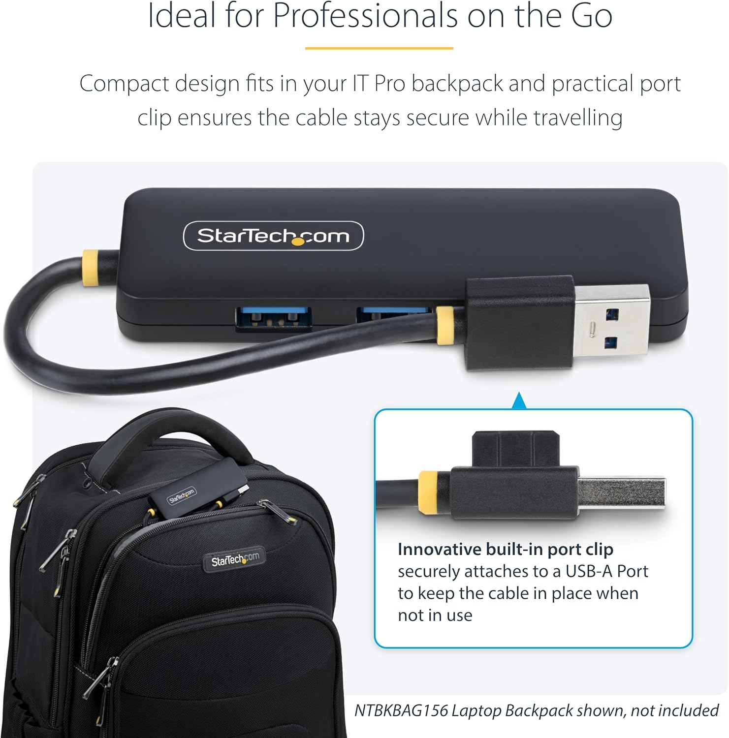StarTech.com 4-Port USB-A Hub, 5Gbps, Bus Powered, Small Travel Mini Hub, Multi-Port USB 3.0 Splitter, Portable USB Hub