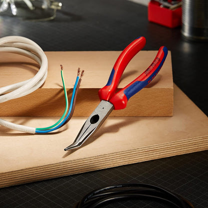 KNIPEX Flachrundzange mit Schneide (Storchschnabelzange) mit Comfort-Griffen schwarz atramentiert 200 mm 26 22 200