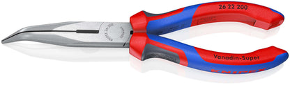 KNIPEX Flachrundzange mit Schneide (Storchschnabelzange) mit Comfort-Griffen schwarz atramentiert 200 mm 26 22 200