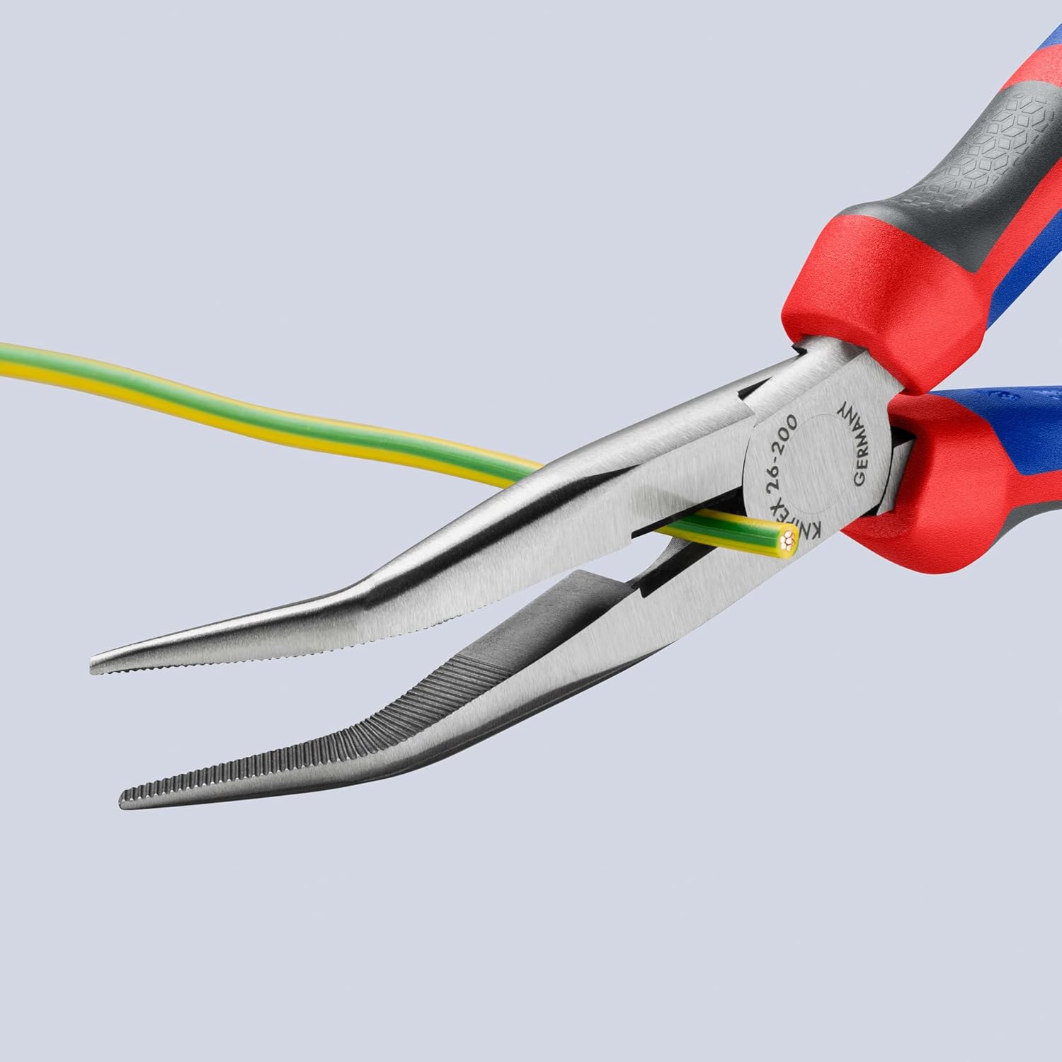 KNIPEX Flachrundzange mit Schneide (Storchschnabelzange) mit Comfort-Griffen schwarz atramentiert 200 mm 26 22 200