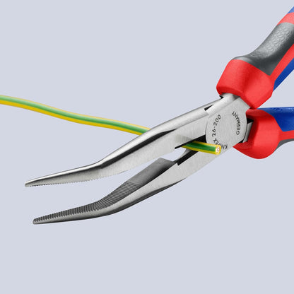 KNIPEX Flachrundzange mit Schneide (Storchschnabelzange) mit Comfort-Griffen schwarz atramentiert 200 mm 26 22 200