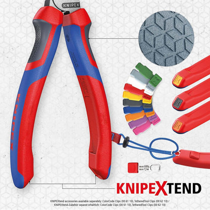 KNIPEX Flachrundzange mit Schneide (Storchschnabelzange) mit Comfort-Griffen schwarz atramentiert 200 mm 26 22 200