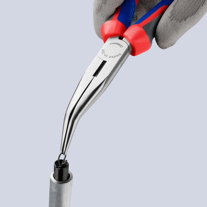 KNIPEX Flachrundzange mit Schneide (Storchschnabelzange) mit Comfort-Griffen schwarz atramentiert 200 mm 26 22 200