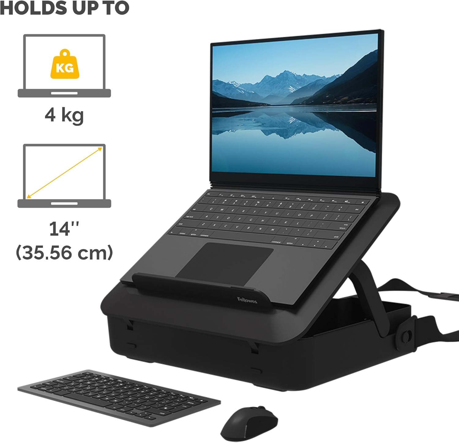 Fellowes Portable Laptop Stand Carry Case - Breyta™ 2-in-1 Design with 5 Height Adjustments - Ideal for Hybrid Work - 100% Recyclable