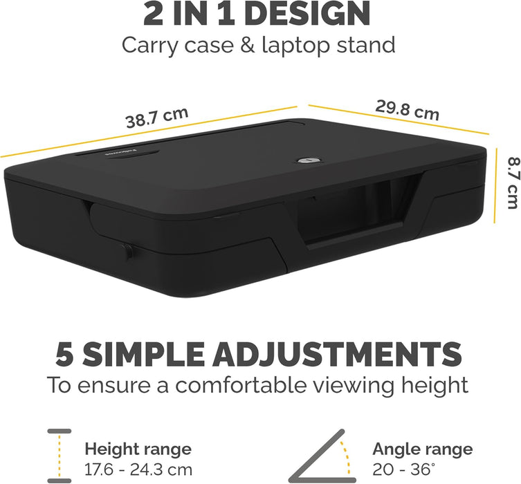 Fellowes Portable Laptop Stand Carry Case - Breyta™ 2-in-1 Design with 5 Height Adjustments - Ideal for Hybrid Work - 100% Recyclable