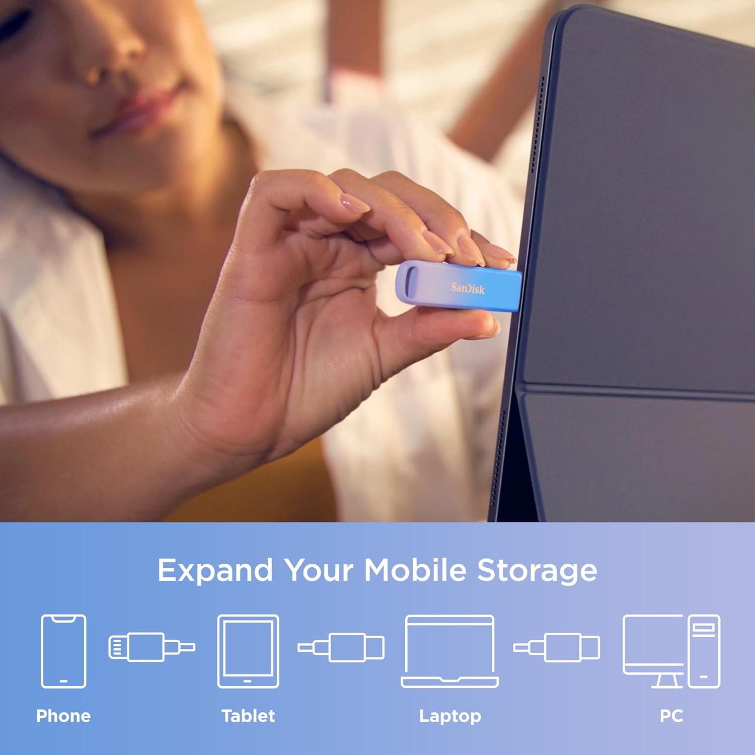 SanDisk Creator Phone Drive 128 GB (For iPhone, iPad, PC & Mac, Lightning & USB Type-C Connectors, up to 90 MB/s transfer, Automatic Backup, Password Protection, 3 Month Adobe Lightroom included
