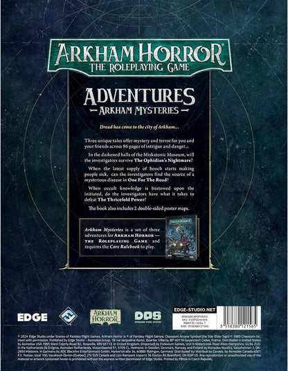 Arkham Horror The Roleplaying Game Arkham Mysteries Adventure Book - Three Standalone Scenarios, Immersive RPG for Kids & Adults, Ages 14+, 2-6 Players, 1+ Hour Playtime, Made by Edge Studio