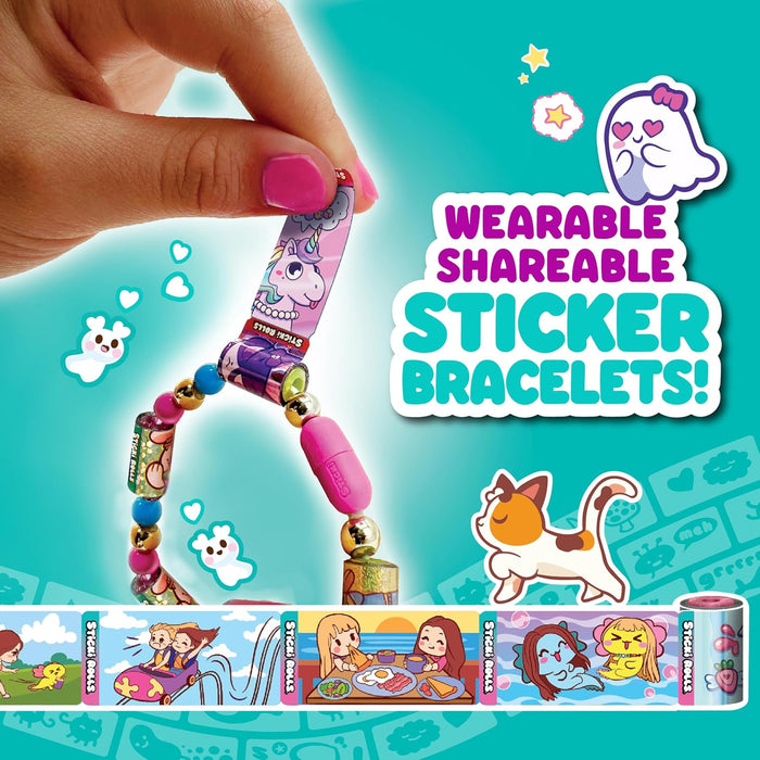 Sky Castle Sticki Rolls Anna & Erin BFF Pack, Wearable Sticker Bracelets, Friendship Bracelets, Collectable Toys