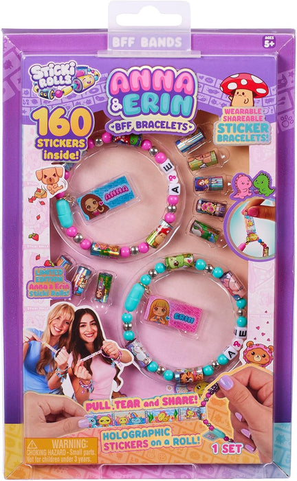 Sky Castle Sticki Rolls Anna & Erin BFF Pack, Wearable Sticker Bracelets, Friendship Bracelets, Collectable Toys