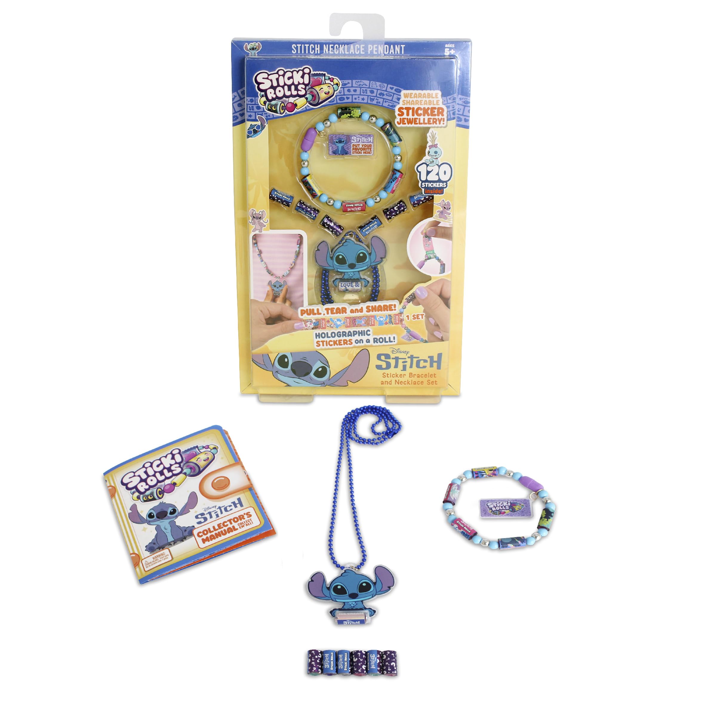 Sky Castle Sticki Rolls Stitch Pendant Pack, Wearable Sticker Jewellery, Collectable Toys, Disney Stitch