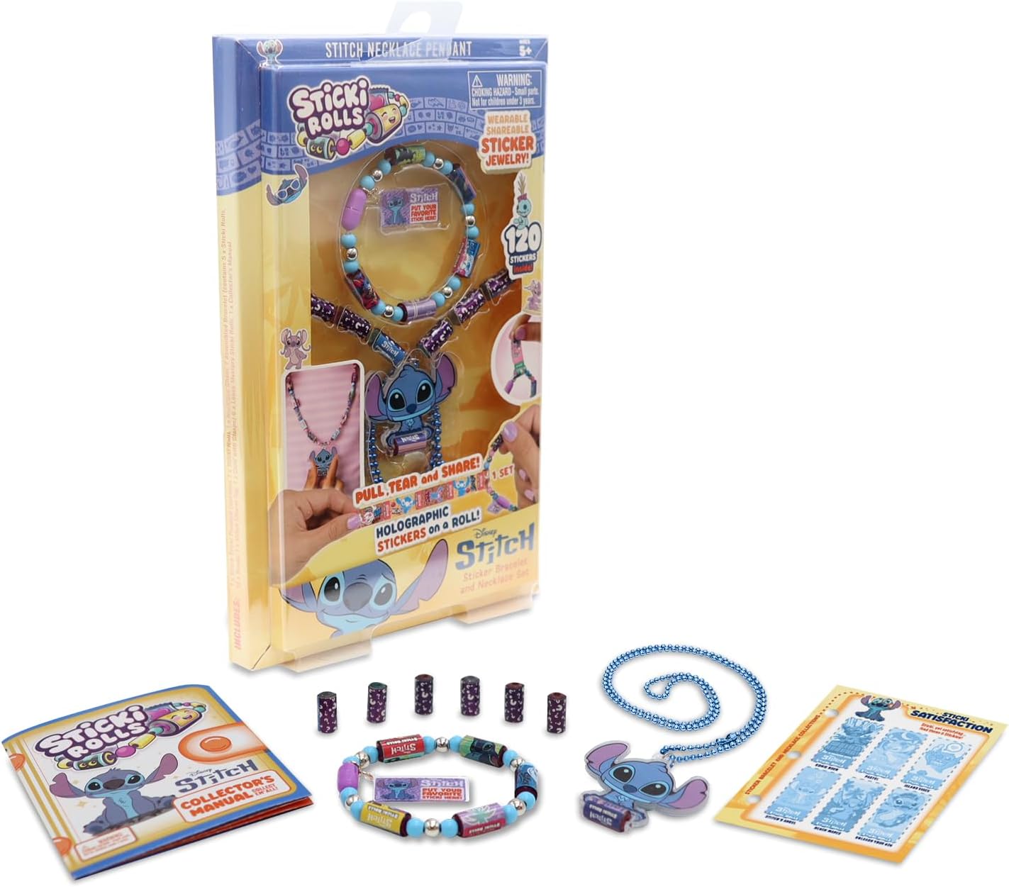 Sky Castle Sticki Rolls Stitch Pendant Pack, Wearable Sticker Jewellery, Collectable Toys, Disney Stitch, 15 x 3 x 23.5 cm