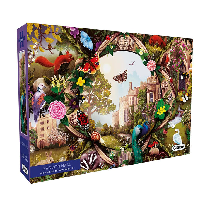 Gibsons Haddon Hall 1000 Piece Jigsaw Puzzle Peak District Nature British History Beautiful Colourful Artwork Sustainable Jigsaw for Adults Teens | Premium 100% Recycled Board Great Gift Gibsons Games