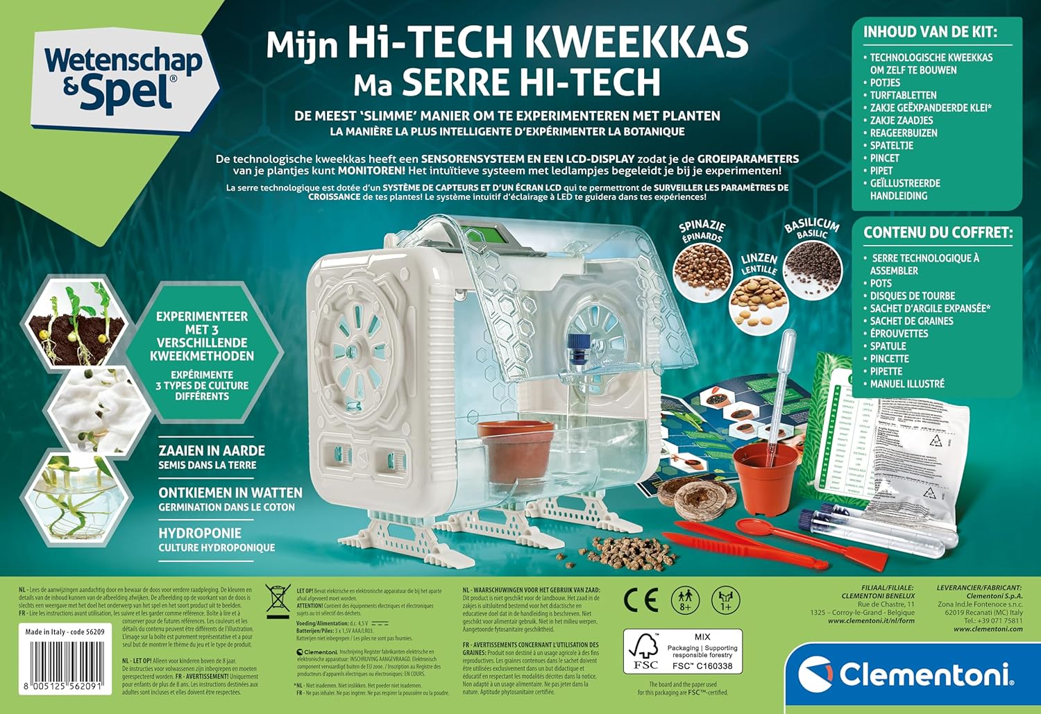 Clementoni Hightech Green House, Kit Voor Het Kweken Van Planten, Multicolor - 56209