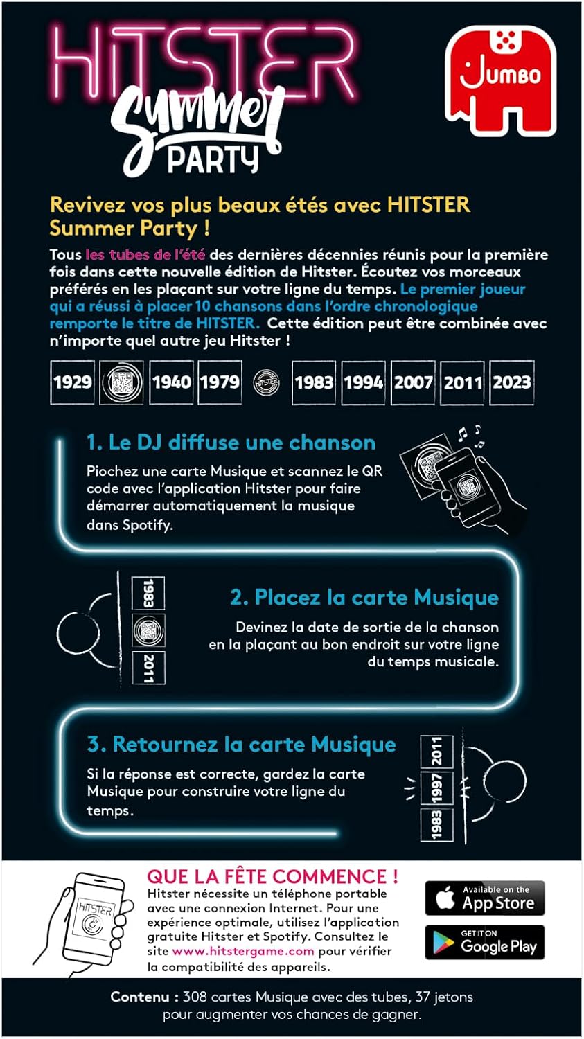 Hitster Summer Party – Board Game – Musical Atmosphere – Adult Game – Rediscover Summer Tubes – Summer Hits – To Play with Family and Friends – 2 to 10 Players – From 16 Years Old French (FR
