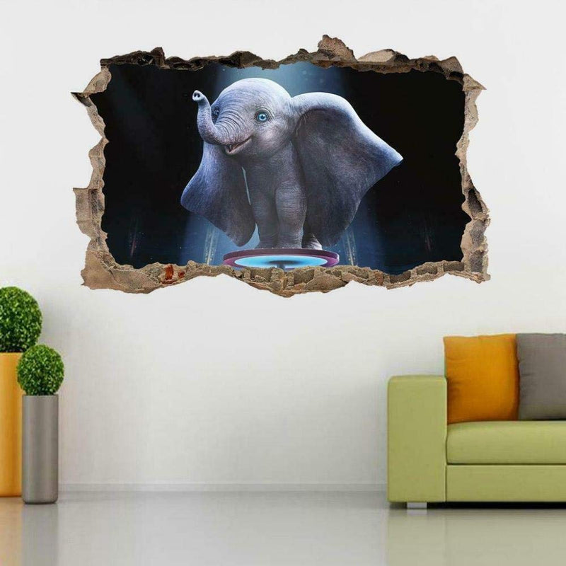 Wall Sticker Baby Elephant Movie 3D Smashed Wall Sticker Decal Home Decoration Art Mural for Children