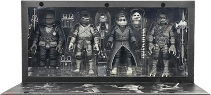 NECA - Monstruos universales/Tortugas Ninja Mutantes Adolescentes - Figura de acción a escala de 7 pulgadas - Paquete de 4 tortugas en blanco y negro
