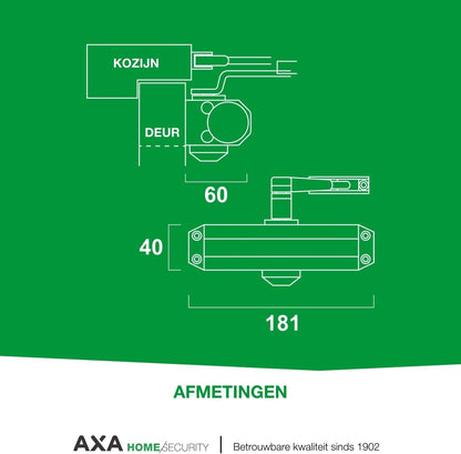 Axa Deurdranger - Model 7504 - Deursluiter Voor Binnen - Tot 80 Kg - Voor Binnendeuren - Grijs