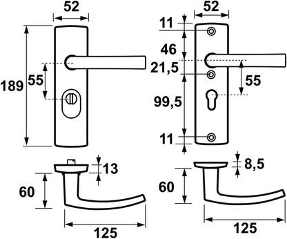Axa Deurbeslag Set - Curve Plus - Deurkruk Aluminium - Model U - Pc55 Met Kerntrekbeveiliging - Skg***