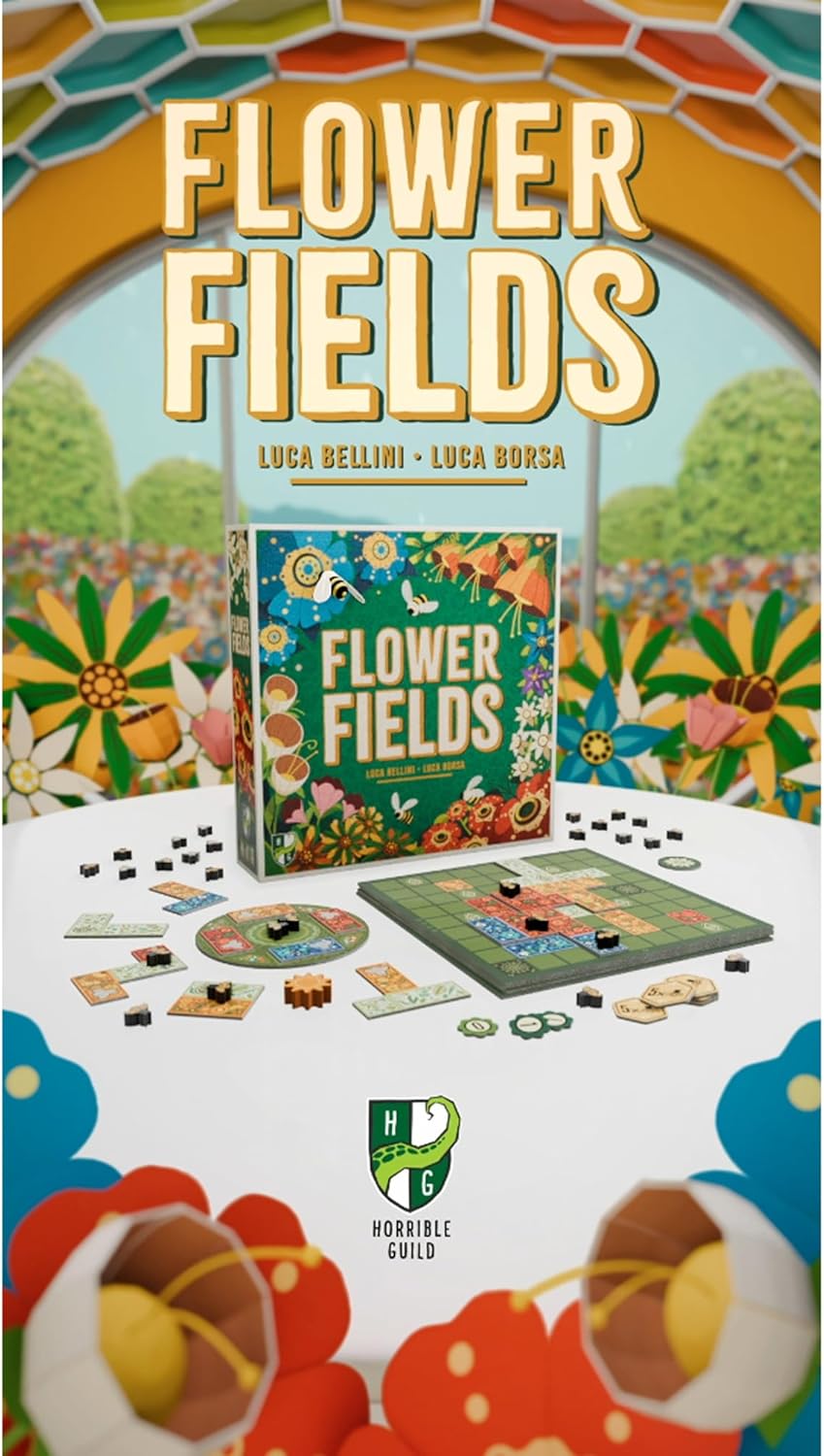 Flower Fields - Tile Placement Board Game, Create A Beautiful Garden, Competitive Strategy Game Over 3 Seasons, Ages 8+, 1-4 Players