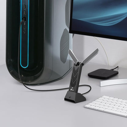 BE6500 Wi-Fi 7 High Gain Wireless USB Adapter, Tri-Band, MLO, Broader Coverage,OFDMA, MU-MIMO and Multi-RU, Data transfers of up to 4.8Gbps with USB 3.0, Flexible & Easy Installation (Archer TBE400UH