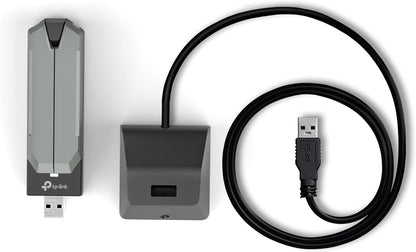BE6500 Wi-Fi 7 High Gain Wireless USB Adapter, Tri-Band, MLO, Broader Coverage,OFDMA, MU-MIMO and Multi-RU, Data transfers of up to 4.8Gbps with USB 3.0, Flexible & Easy Installation (Archer TBE400UH