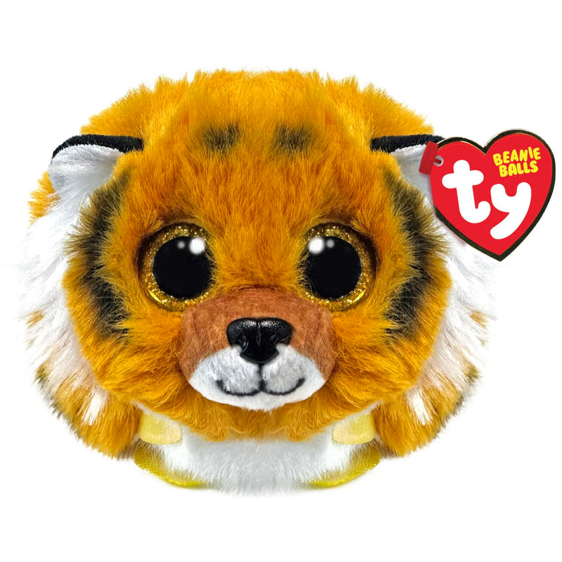Ty Beanie Balls Clawsby de tijger met glitterogen, zachte en ronde pluche dieren om te verzamelen, 8 cm, T42552