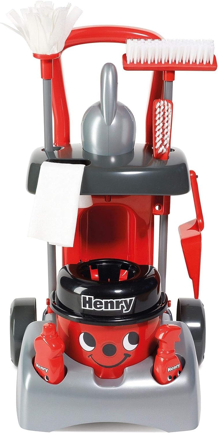 Casdon Henry Deluxe Cleaning Trolley , Realistic Toy Cleaning Trolley For Children Aged 3+ , Includes Several Tools For Thorough Cleaning Days!