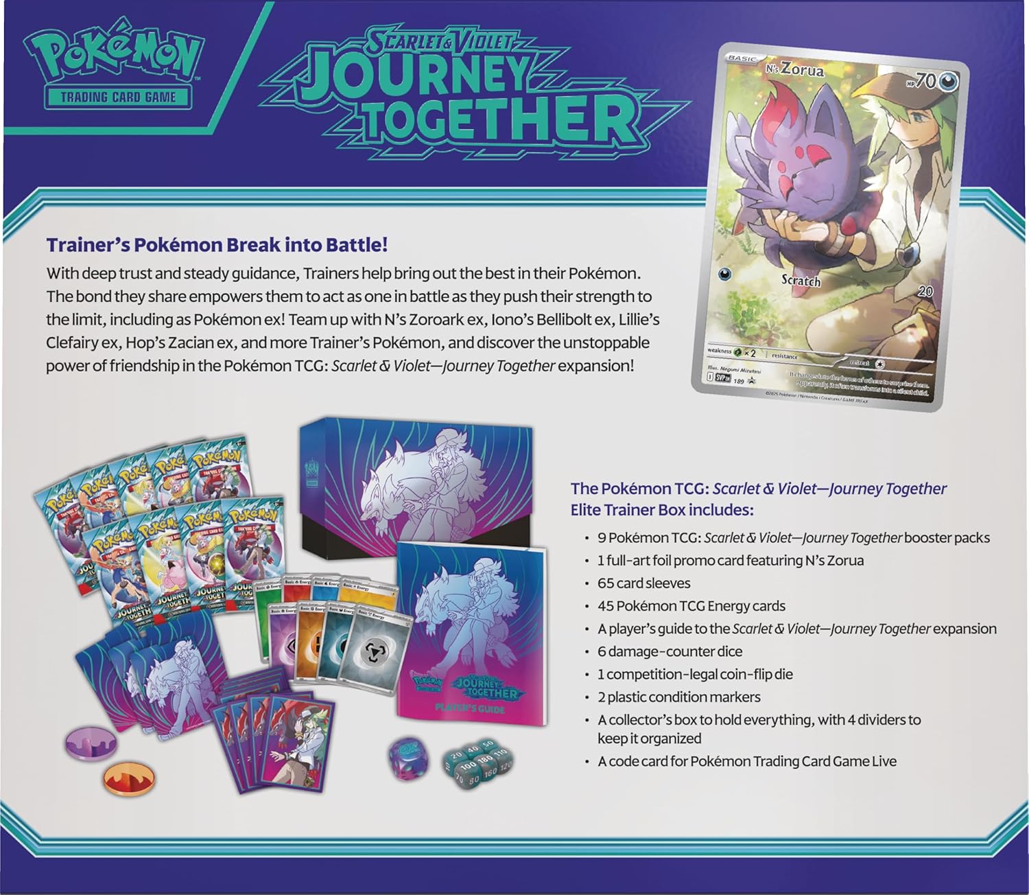 Pokémon TCG: Scarlet & Violet—Journey Together Elite Trainer Box (1 Full-Art Promo Card, 9 Boosters & Premium Accessoires