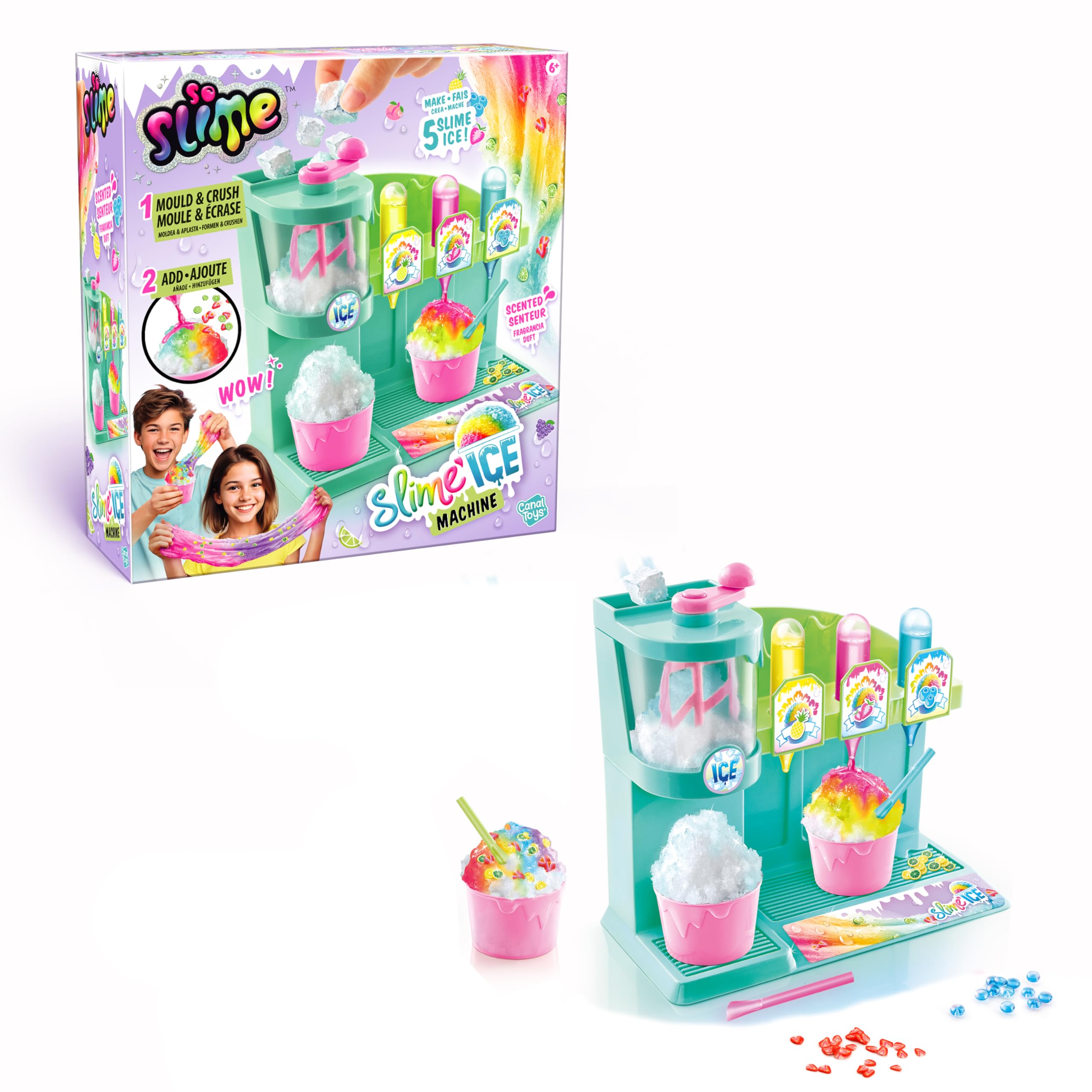 So Slime DIY Slime Ice Machine Kit – Slime Making Kit for Kids | Make 5 Ice Cream Slimes with Scented Colours, Straws & Toppings | Creative Craft Kit Age 6+ | Kit with 1 Machine, 3 Scented Dyes, Accessories and Decorations - Ideal Toy for Gift or Surprise