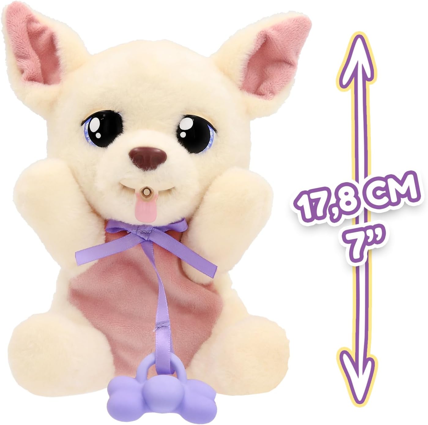 BABY PAWS Yummy Chihuahua, Interactive Plush Puppy to Carry Around Whose Belly Grows When Feeding and Gets Small with Dummy in Mouth - Gift and Toy for Children from 18 Months